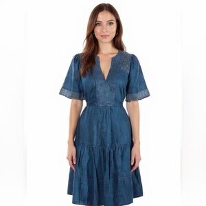 Kate Spade Blue Tiered Ruffled Midi Sundress